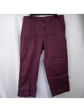 Gap Girlfriend Khaki Pants Burgundy Size 16 Cropped